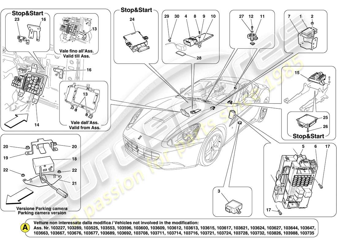 ferrari california (europe) passenger compartment ecus part diagram