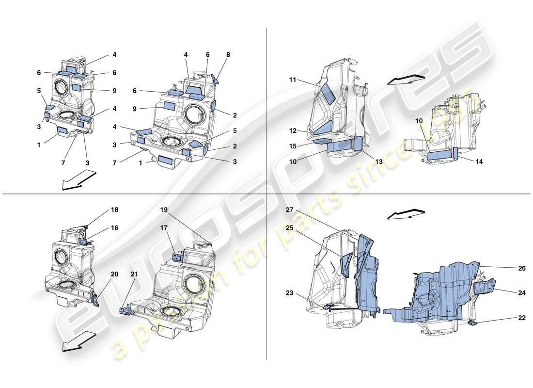 ferrari 488 gtb (rhd) fuel tanks - fasteners and guards parts diagram