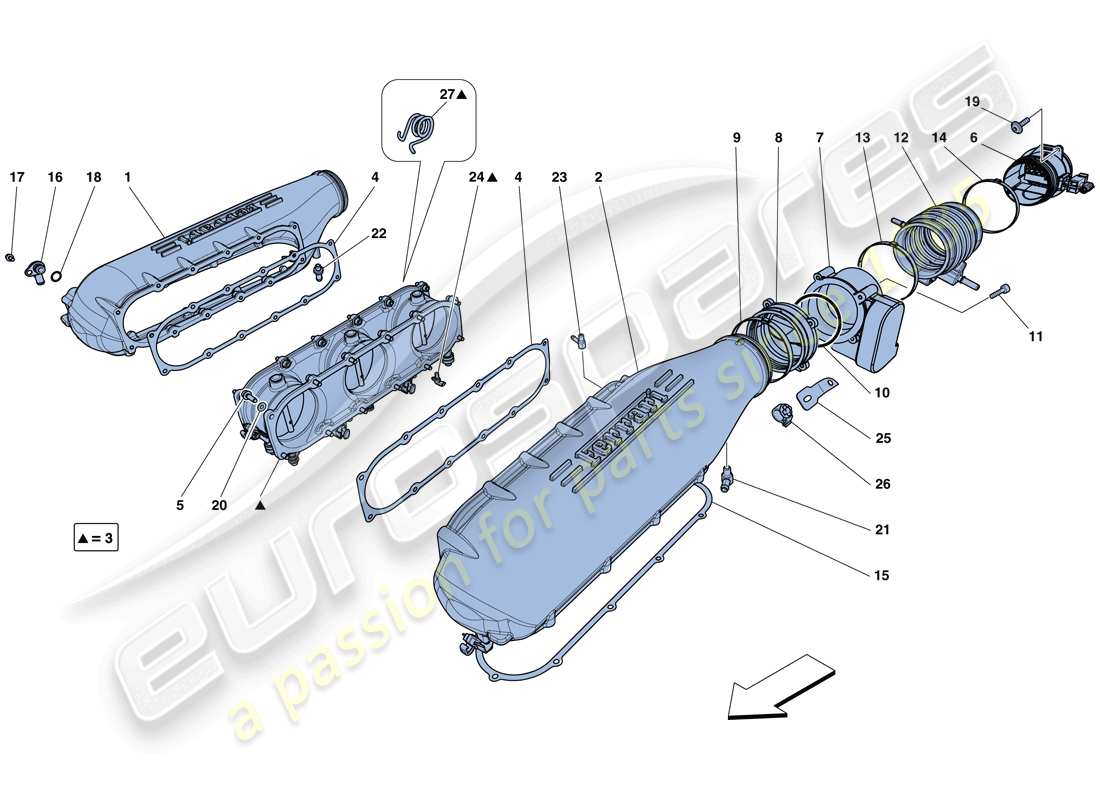 ferrari 458 italia (usa) intake manifold cover parts diagram