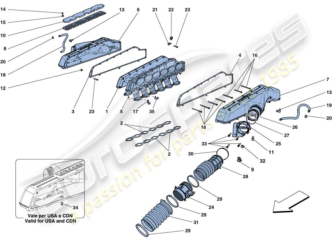 ferrari ff (europe) intake manifold parts diagram