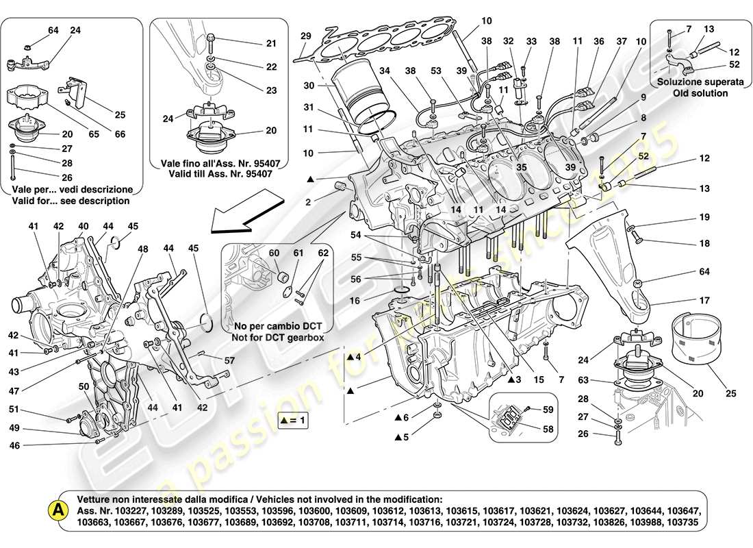 ferrari california (rhd) crankcase parts diagram