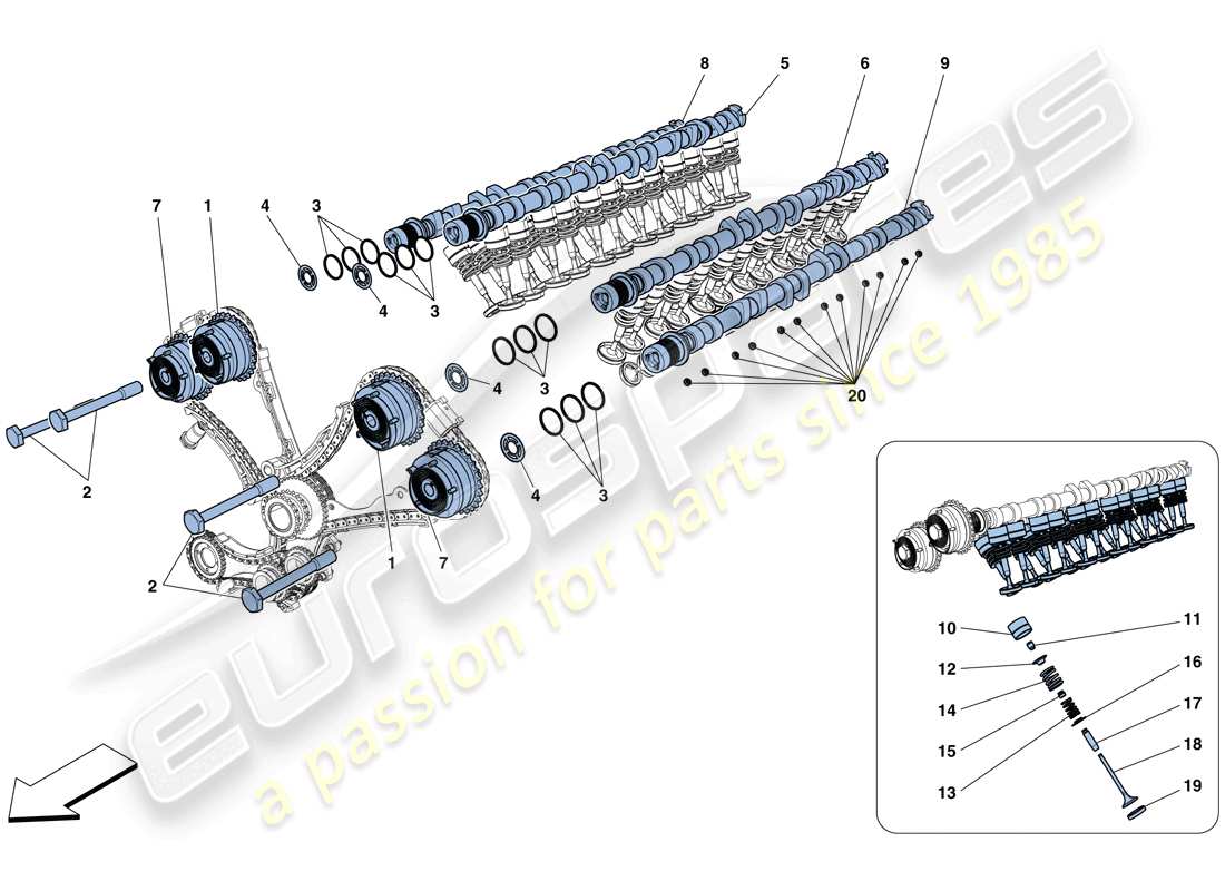 ferrari 812 superfast (usa) timing system - tappets part diagram