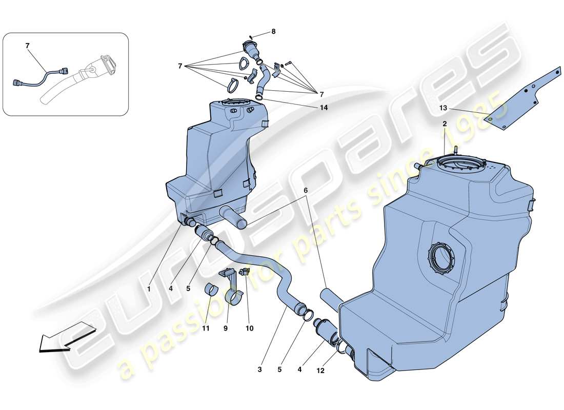 ferrari 458 spider (europe) fuel tanks and filler neck parts diagram