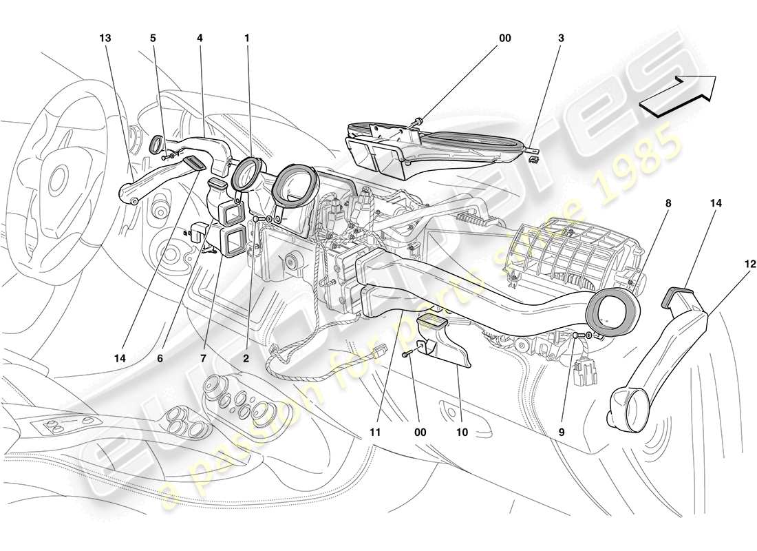 ferrari california (europe) ac unit: distribution part diagram