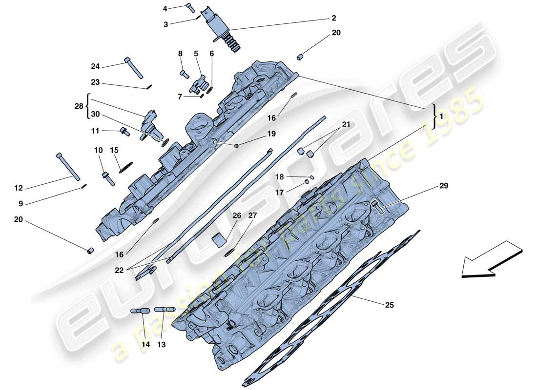 ferrari 488 gtb (rhd) right hand cylinder head parts diagram