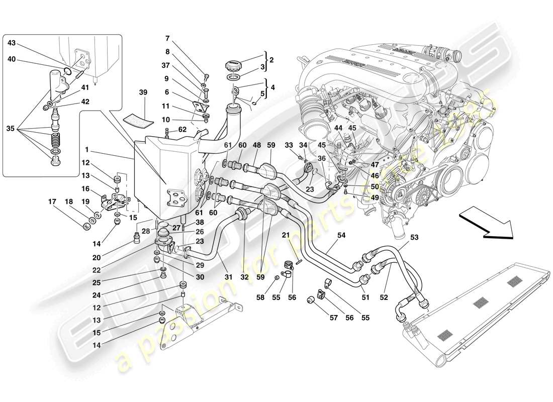 ferrari 599 sa aperta (europe) lubrication system - tank parts diagram