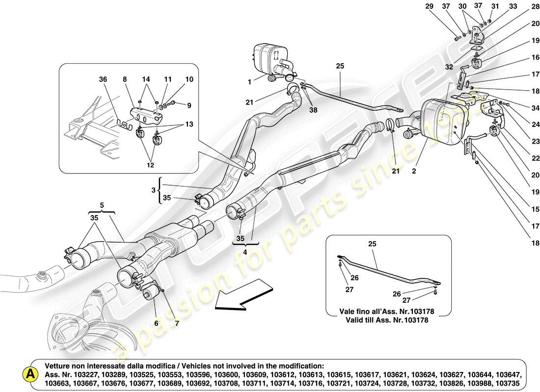 ferrari california (europe) silencers part diagram