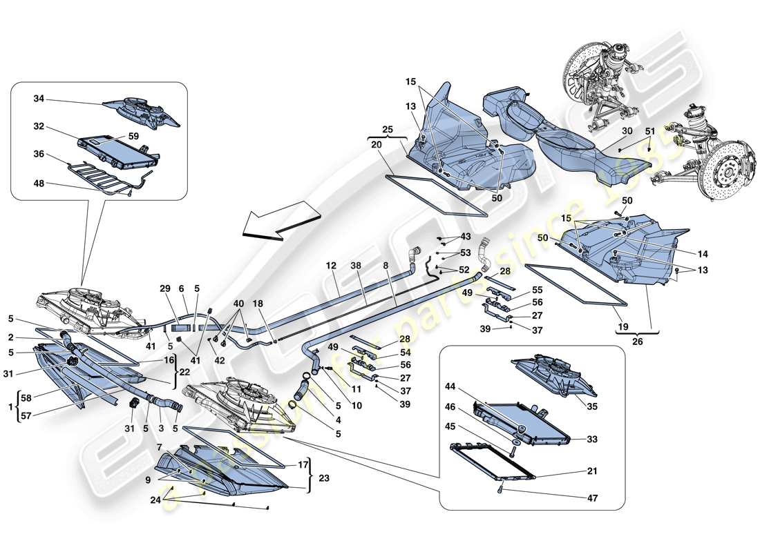 ferrari 458 speciale (usa) cooling - radiators and air ducts part diagram