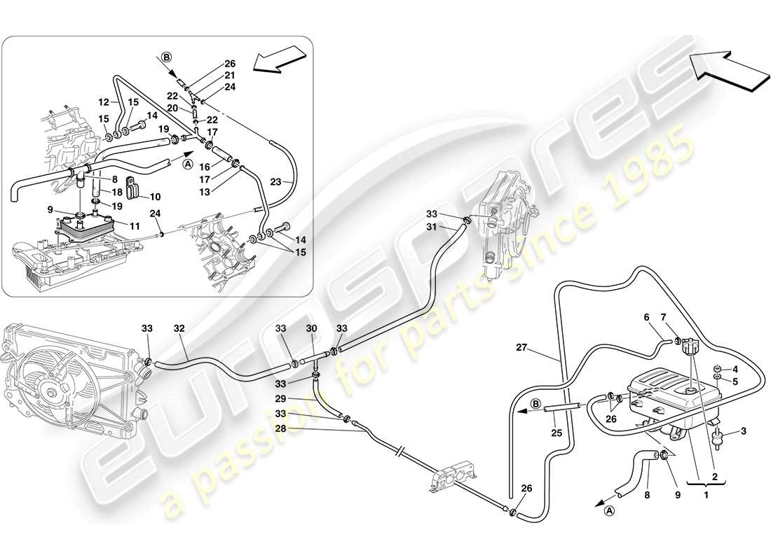 ferrari f430 coupe (rhd) header tank parts diagram