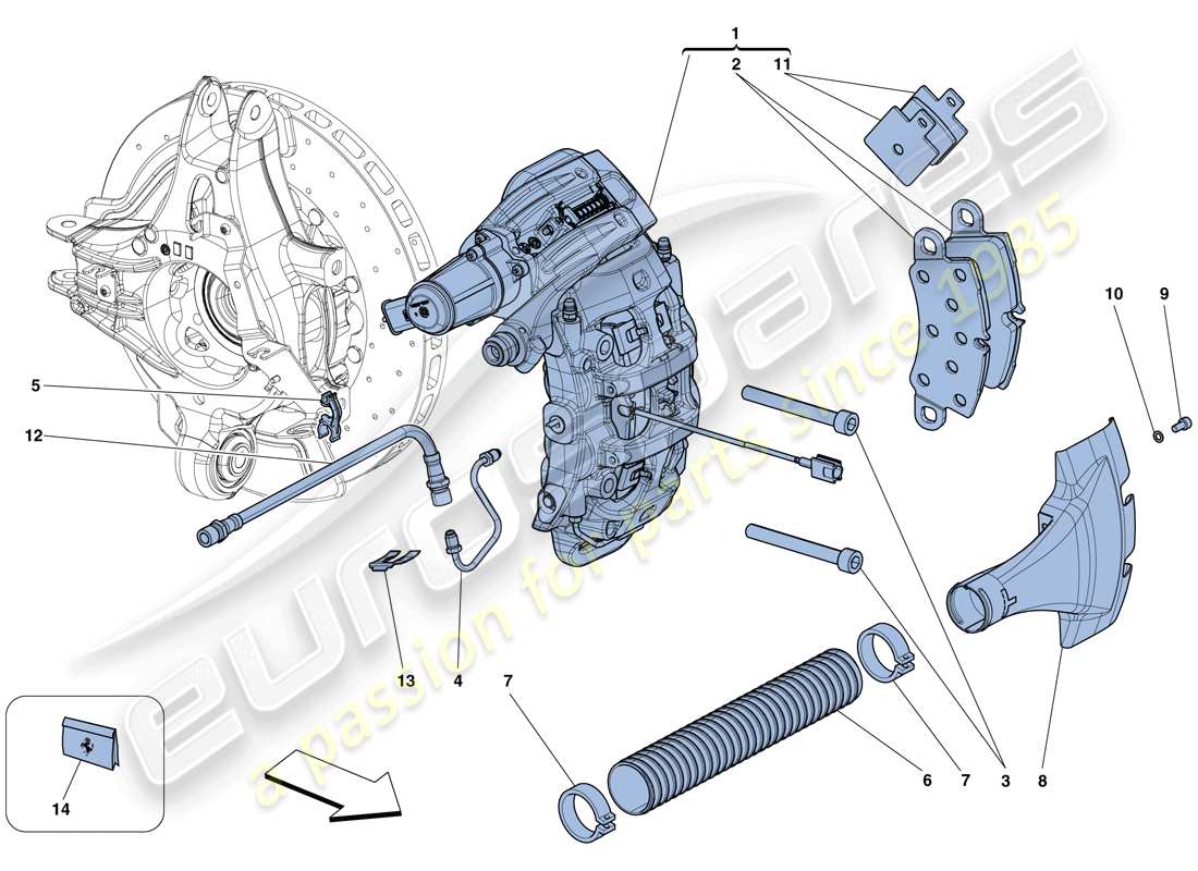 ferrari 458 speciale aperta (rhd) rear brake callipers parts diagram