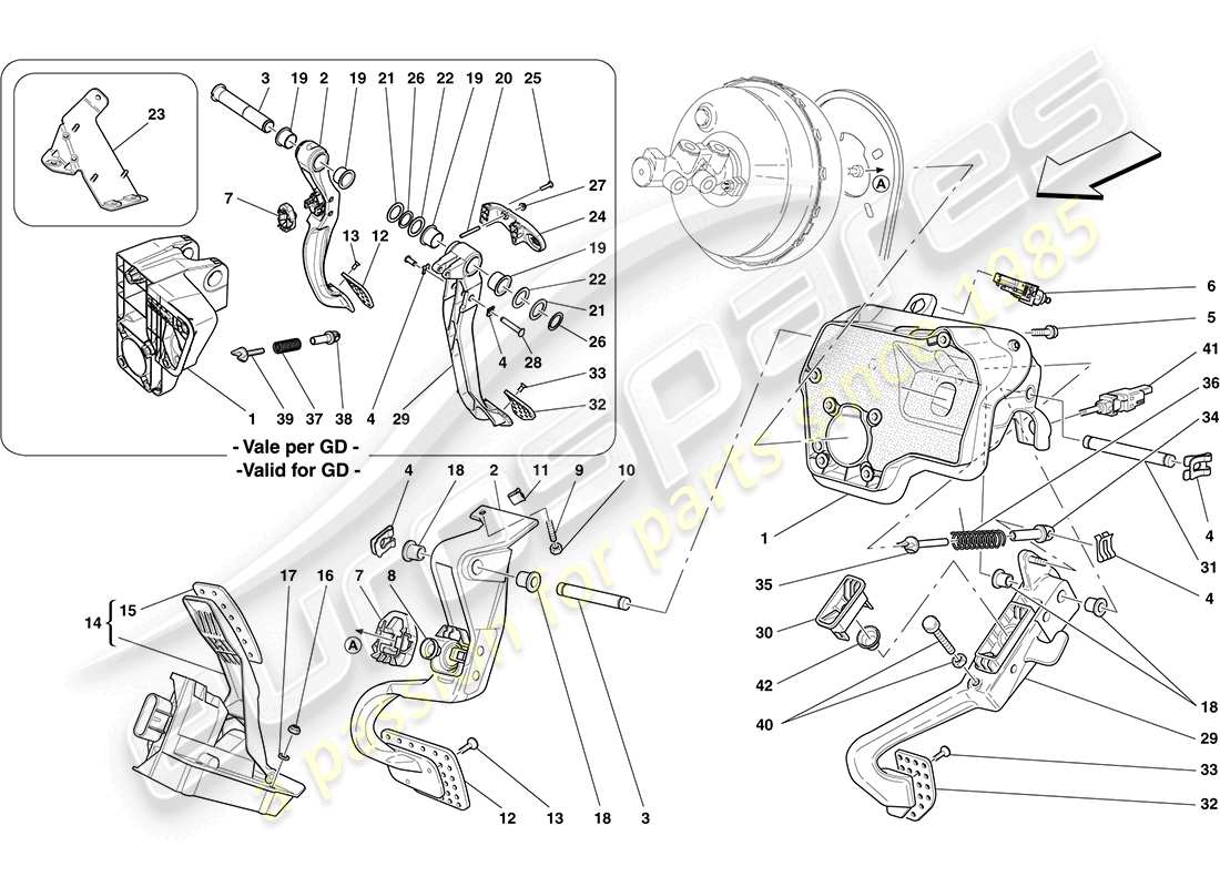 ferrari california (europe) complete pedal board assembly part diagram