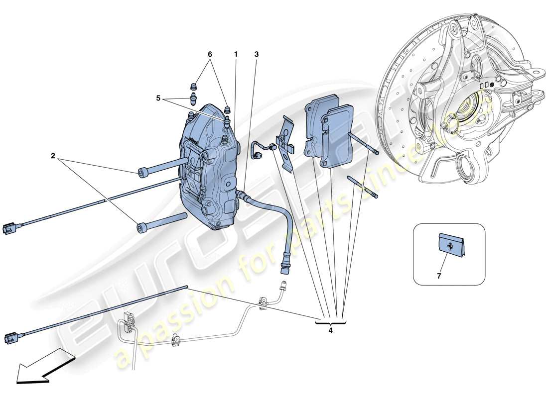 ferrari 458 spider (europe) rear brake callipers parts diagram