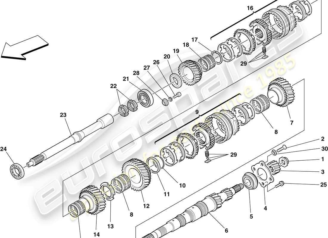 ferrari f430 coupe (europe) primary shaft gears parts diagram