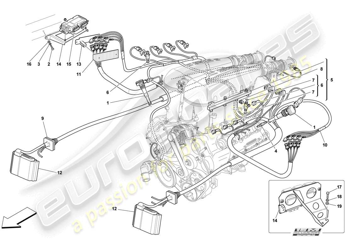 ferrari f430 scuderia spider 16m (rhd) injection - ignition system parts diagram