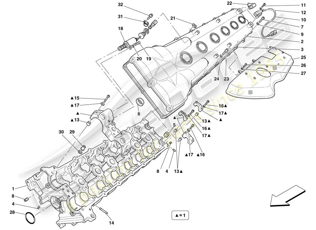 ferrari 599 gtb fiorano (europe) left hand cylinder head parts diagram