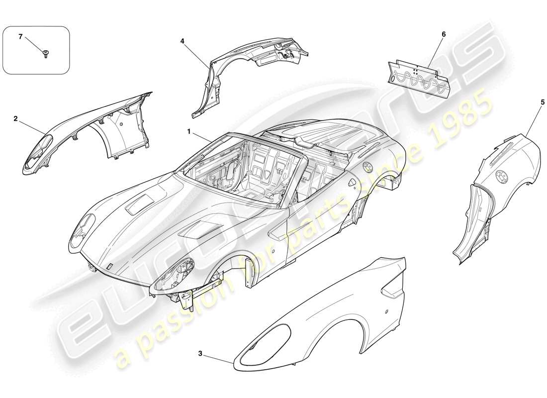 ferrari 599 sa aperta (usa) bodyshell - external trim parts diagram