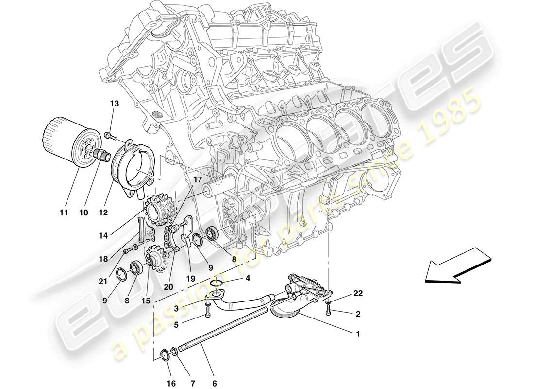 ferrari california (europe) lubrication: pump and filter part diagram