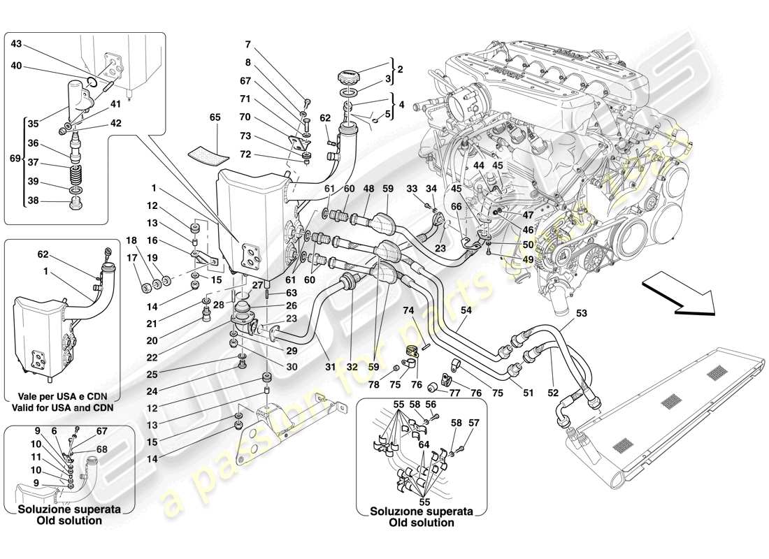 ferrari 599 gtb fiorano (europe) lubrication system - tank parts diagram