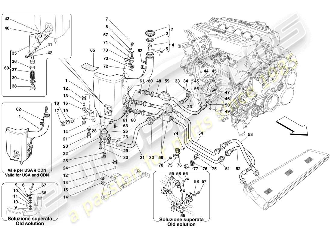 ferrari 599 gtb fiorano (usa) lubrication system - tank parts diagram
