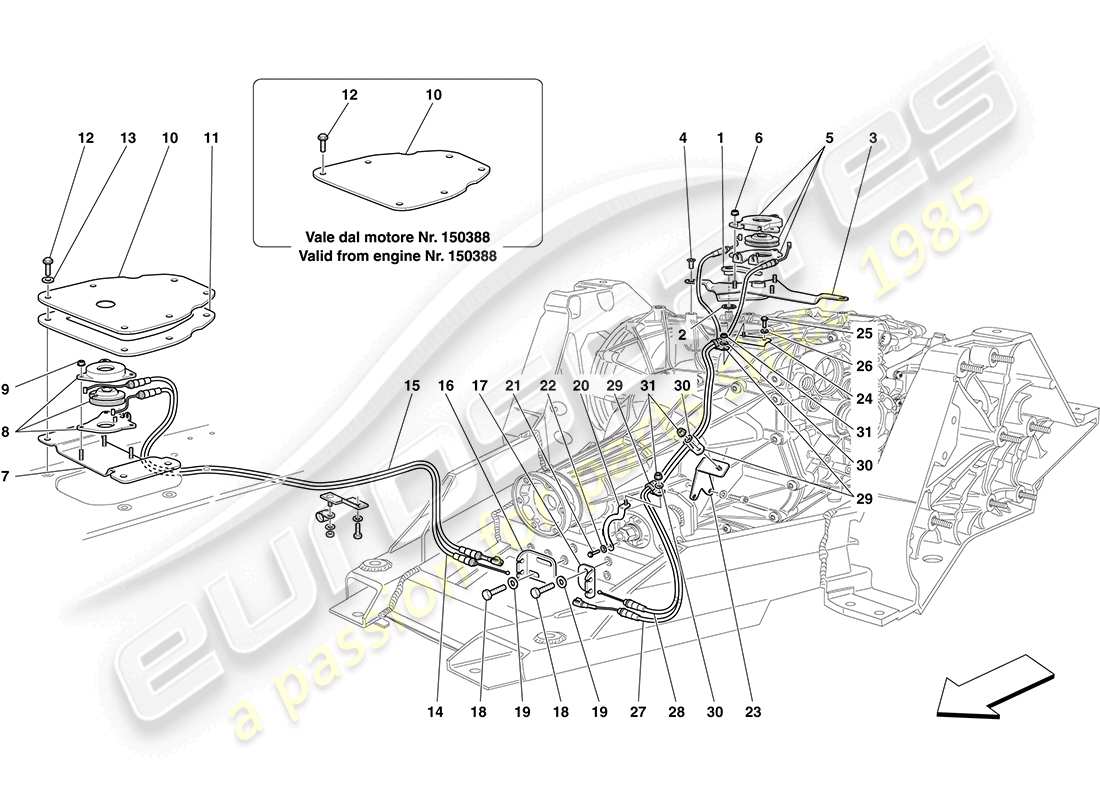 ferrari california (europe) manual dct gearbox lock release control part diagram