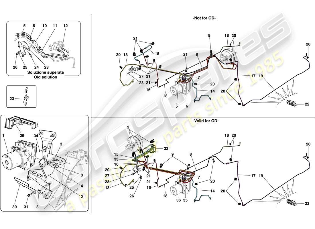 ferrari california (europe) brake system part diagram