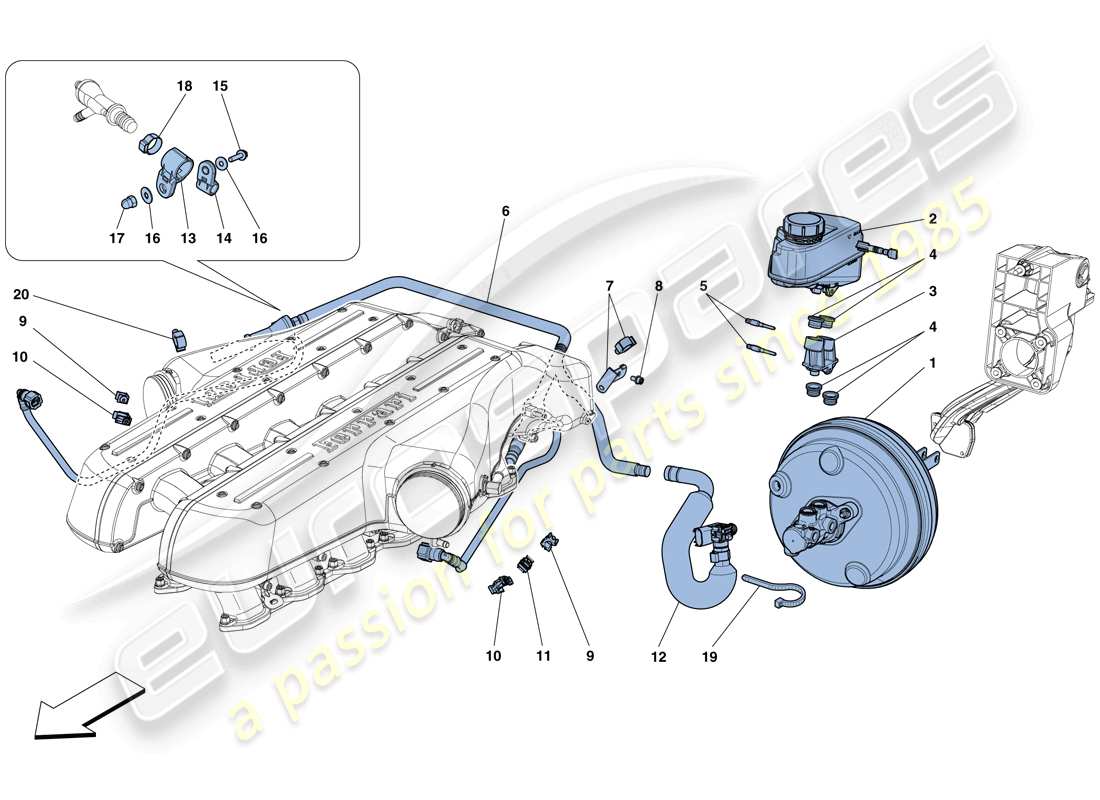 ferrari gtc4 lusso (europe) servo brake system parts diagram