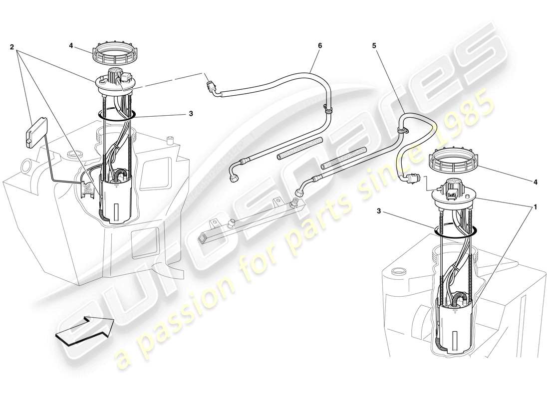 ferrari f430 scuderia (rhd) fuel pumps and lines parts diagram