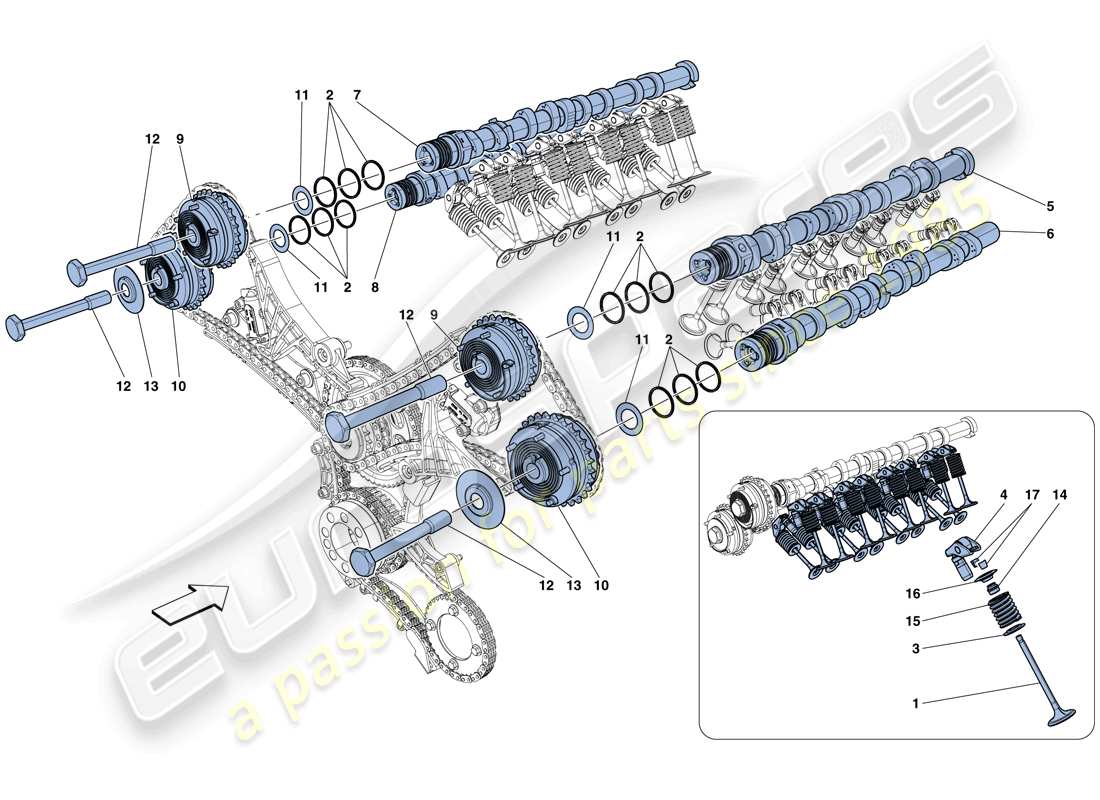 ferrari california t (usa) timing system - camshafts and valves part diagram