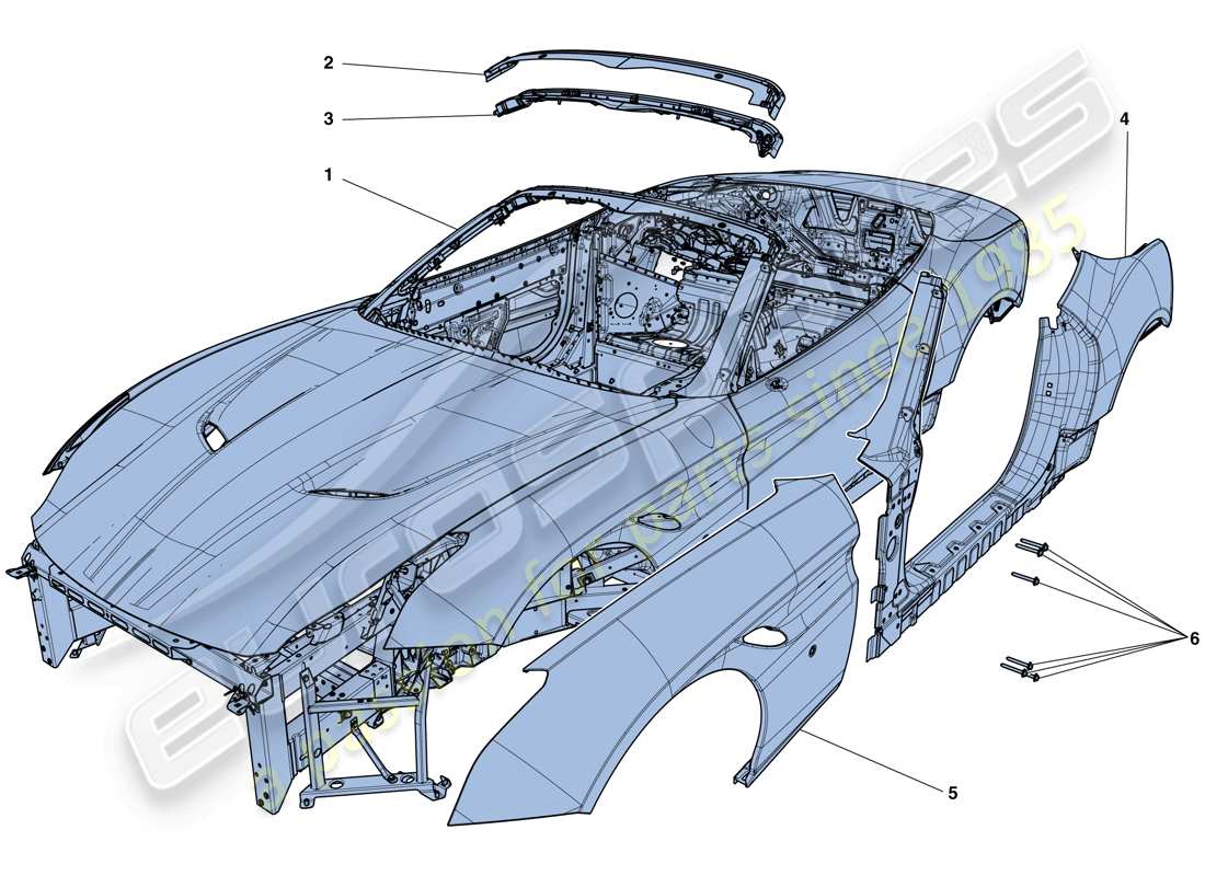 ferrari california t (europe) bodyshell - external trim parts diagram