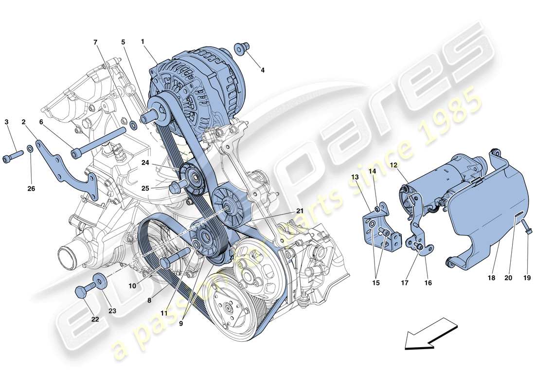 ferrari 458 speciale (usa) alternator - starter motor part diagram