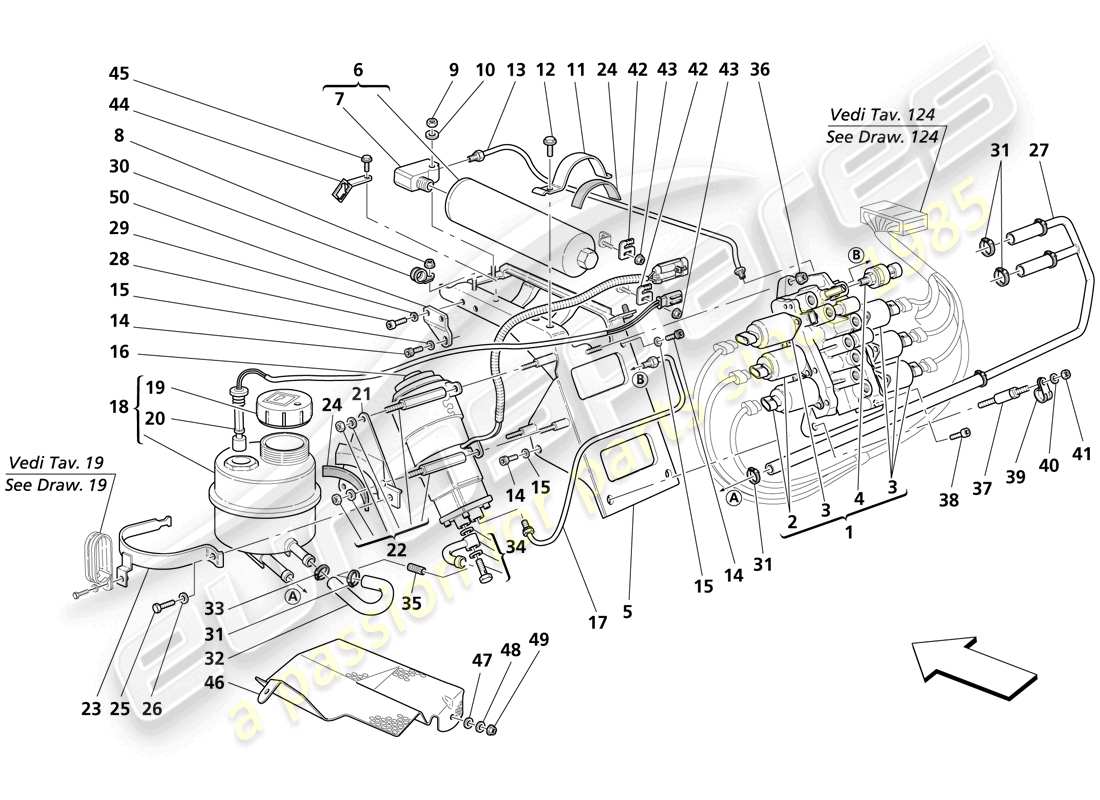 maserati trofeo power unit and tank parts diagram