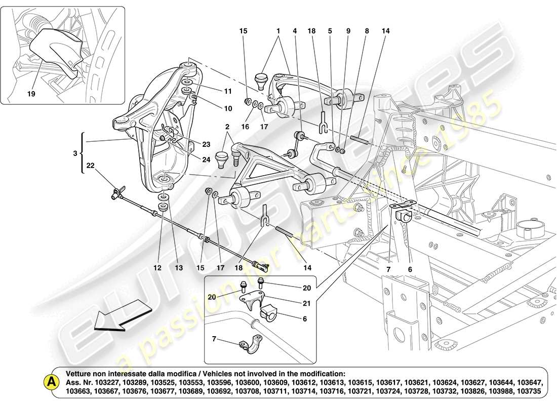 ferrari california (europe) front suspension parts diagram