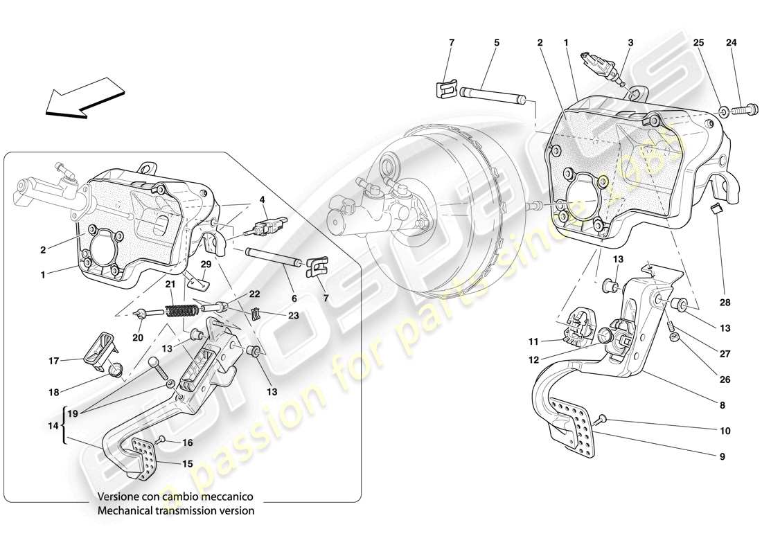 ferrari 612 sessanta (europe) pedal board parts diagram