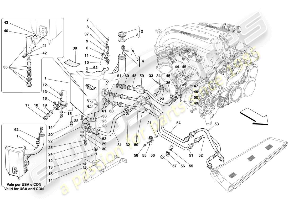 ferrari 599 gto (rhd) lubrication system - tank part diagram