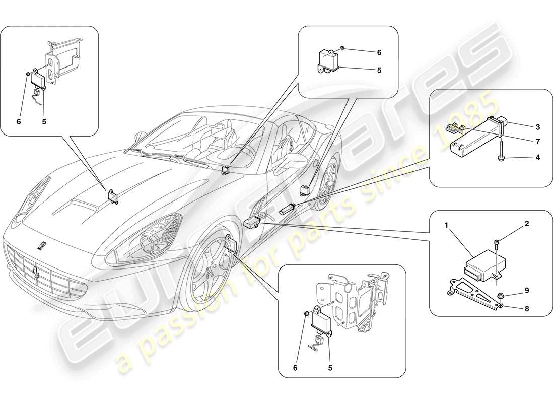 ferrari california (europe) tyre pressure monitoring system parts diagram