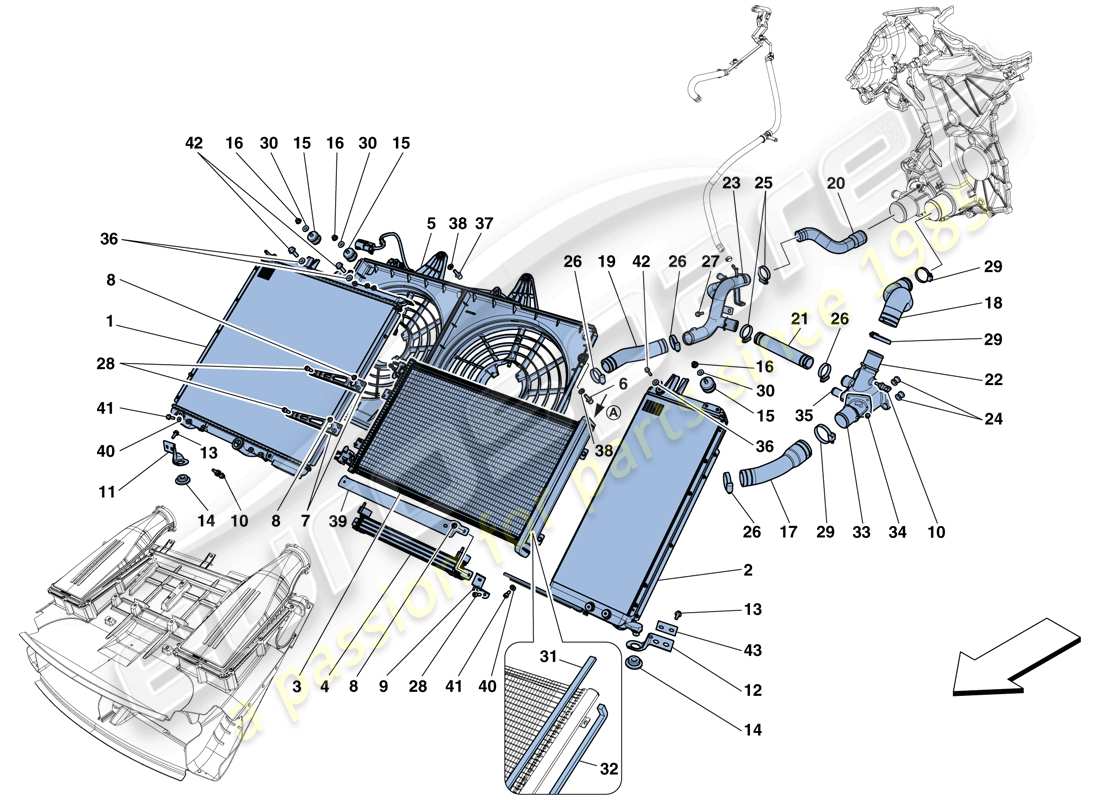 ferrari f12 tdf (europe) cooling - radiators and air ducts parts diagram