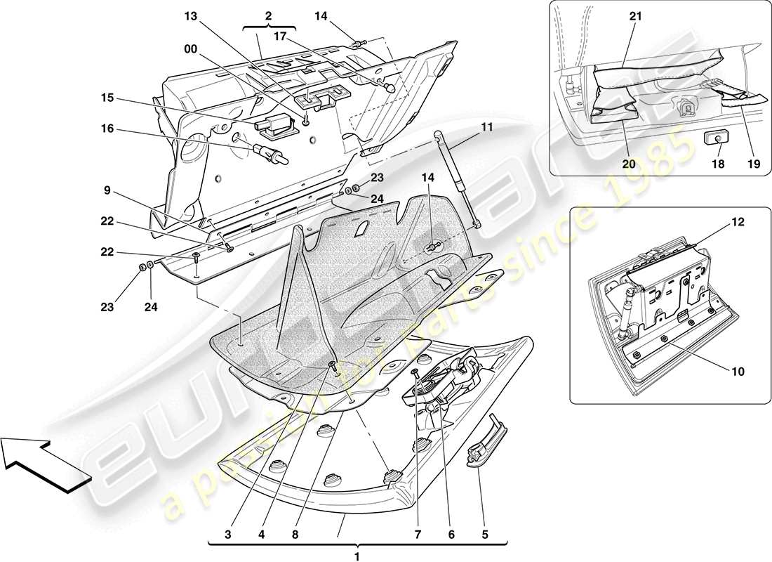 ferrari california (europe) glove compartment parts diagram