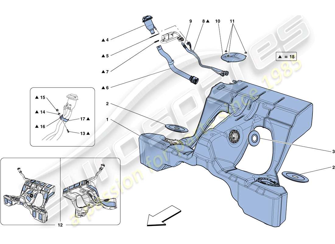 ferrari ff (rhd) fuel tanks and filler neck part diagram