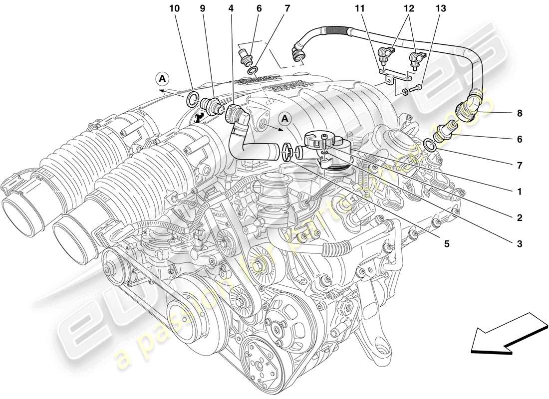 ferrari california (europe) vapour oil recovery system part diagram