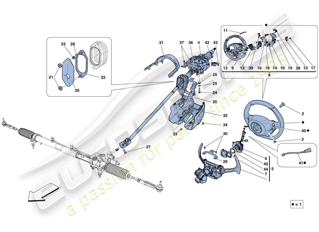 ferrari california t (europe) steering control part diagram