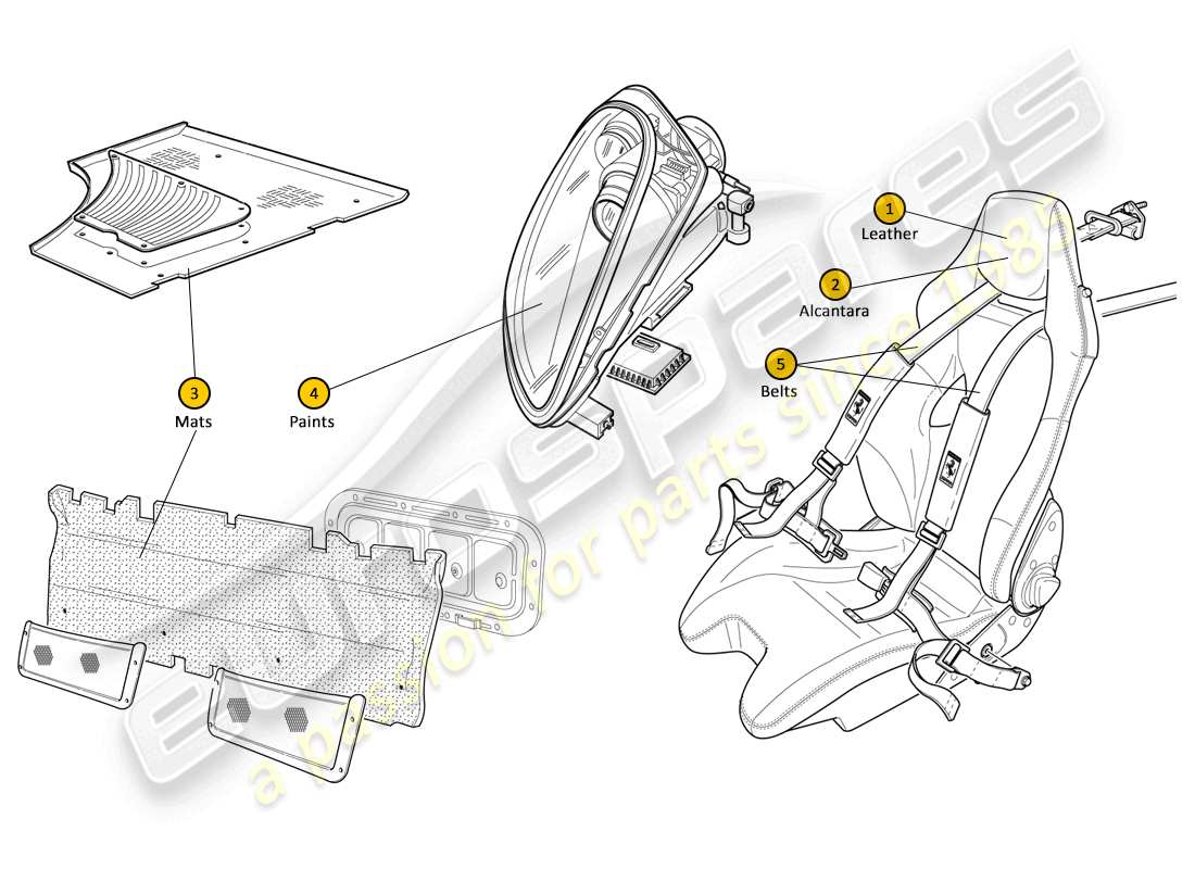 ferrari f430 scuderia (europe) colour codes parts diagram