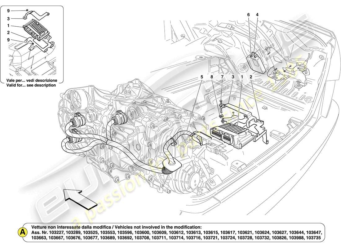 ferrari california (europe) luggage compartment ecus parts diagram