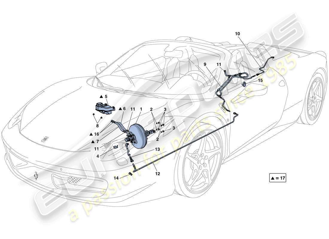 ferrari 458 spider (europe) power steering system parts diagram