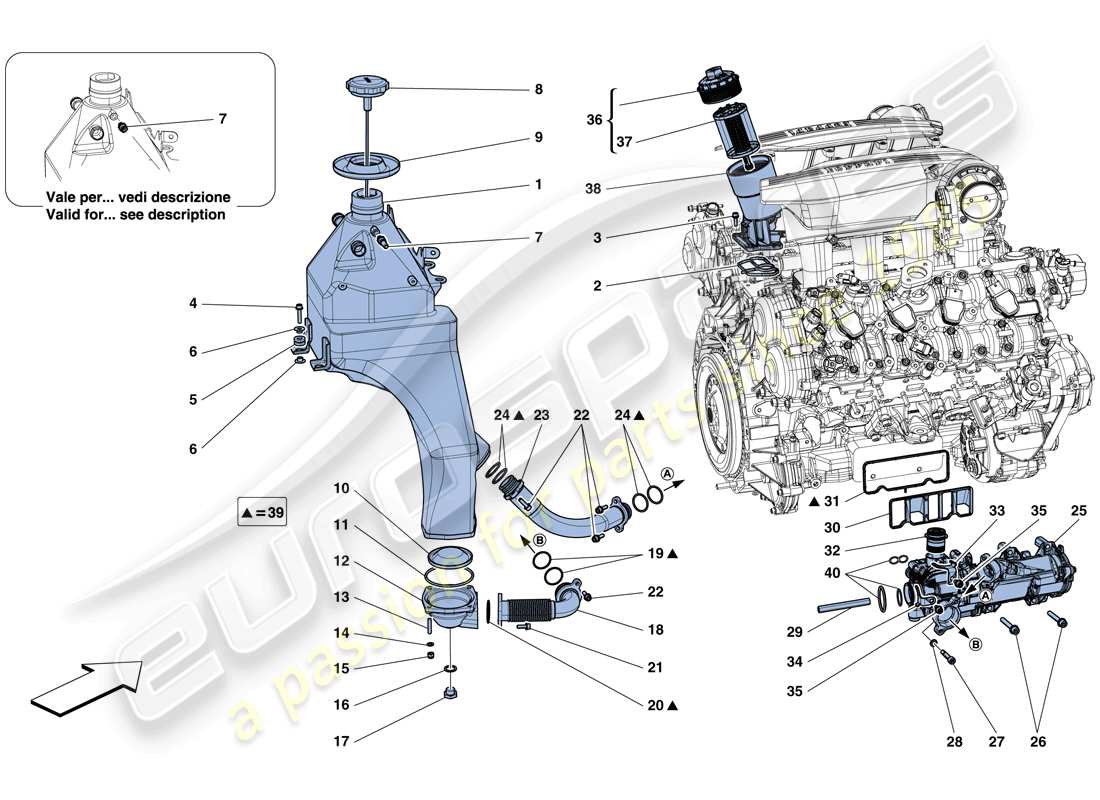 ferrari 488 spider (rhd) lubrication system: tank, pump and filter part diagram