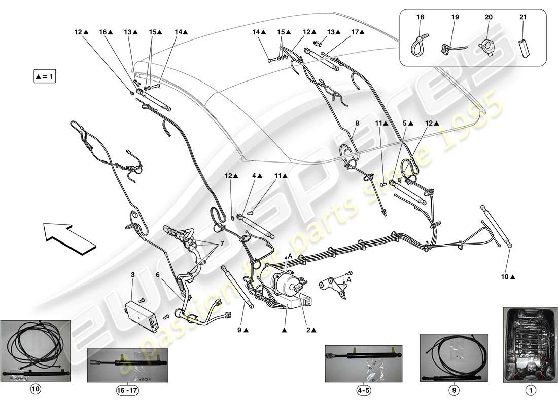 ferrari california (europe) electric roof: hydraulics parts diagram