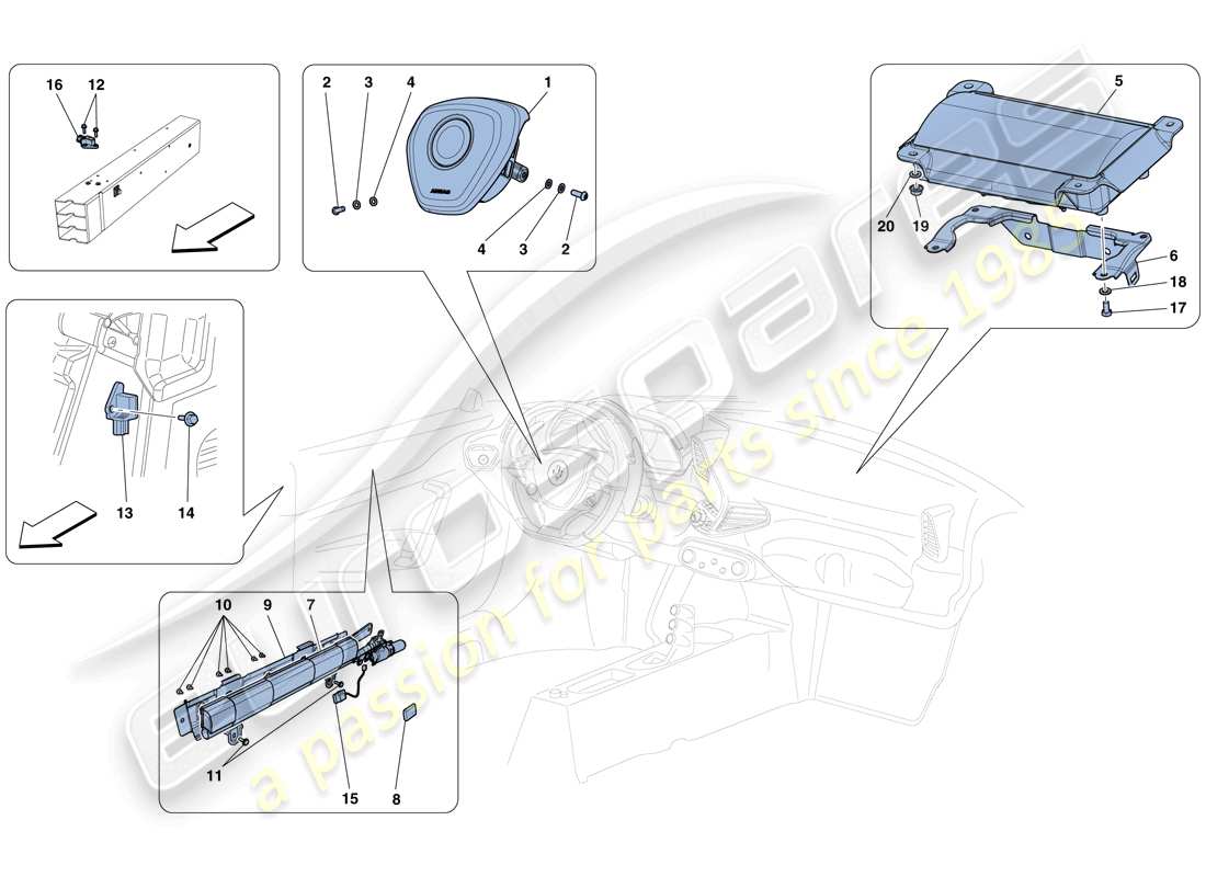 ferrari 458 speciale (usa) airbags parts diagram