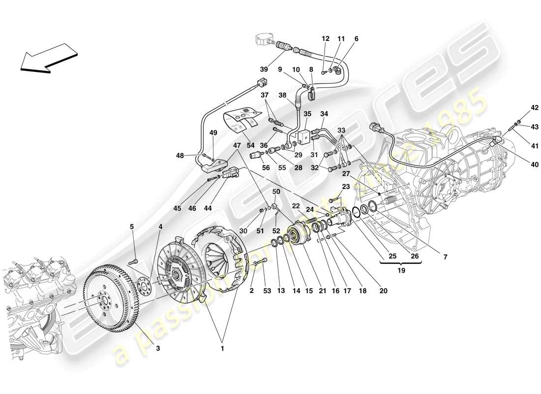 ferrari f430 scuderia (europe) clutch and controls parts diagram