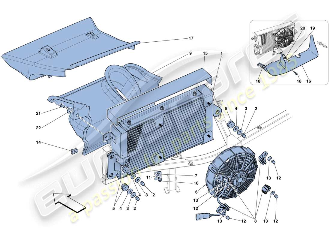 ferrari 458 spider (rhd) gearbox oil cooling radiators parts diagram