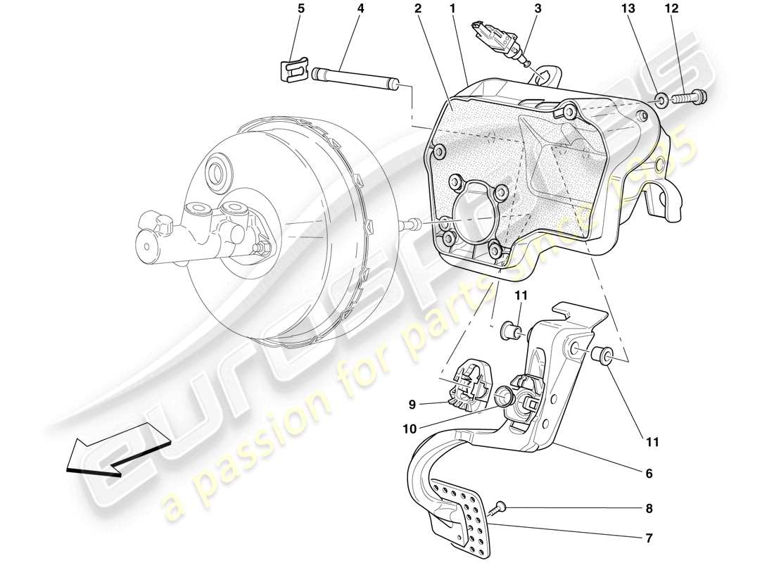 ferrari 599 gto (europe) pedal board parts diagram