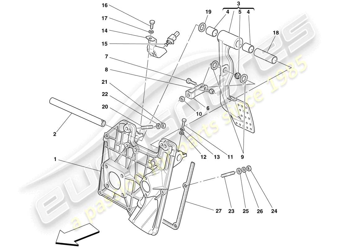 ferrari f430 scuderia (europe) pedal board parts diagram